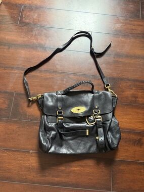 Mulberry Black Leather Satchel with Gold Hardware